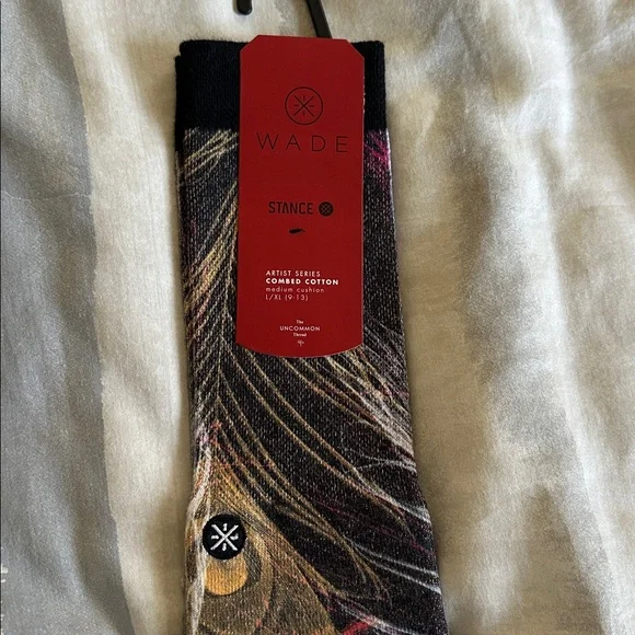 Stance Mens Crew Socks D Wade Collection Combed Cotton Large 9-13 Flight Feather - Picture 4 of 4